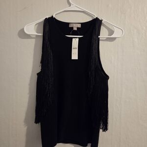 J. Crew Black Cashmere Blend Fringe Sweater Tank